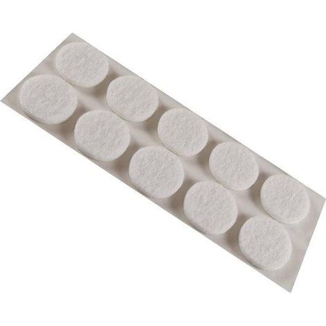 FELTRINI ADESIVI TONDI Ø  20 MM. - BIANCO - 10 PZ.