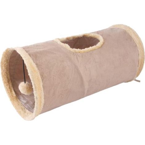 Tunnel Pour Chat - Tunnel De Jeu Pliable En Polyester Avec Bordures En Faux Suède - Pour Chats Et Petits Animaux - 1 Pièce (1/4)