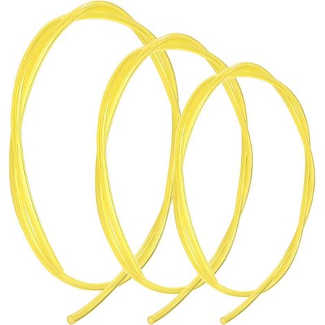 Set di 3 tubi flessibili per carburante traslucidi gialli – 1 m 2 mm x 3,5 mm + 1 m 2,5 mm x 5 mm + 1 m 3 mm x 5 mm – Tubo flessibile per carburante per decespugliatore, motosega, tosaerba (1/3)