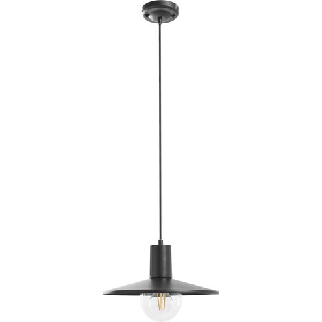 Outdoor Lamp Black Aluminum Pendant Hanging Light Matte Finish Synthethic Shade Modern Style BARALIA (1/5)