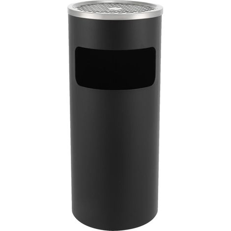 Cenicero de exterior, fabricado en acero inoxidable resistente, de gran capacidad (12 L), color negro. (1/2)