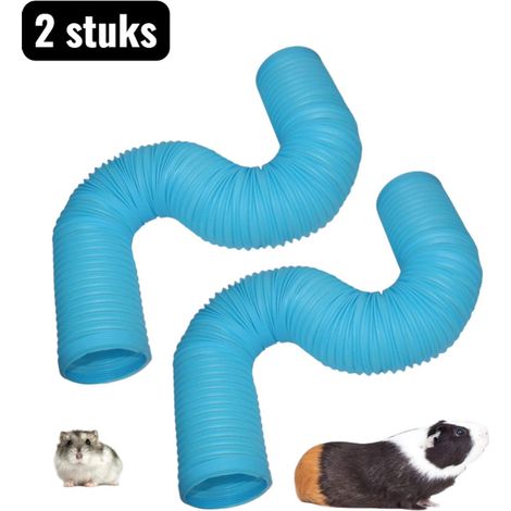 Lot de 2 tunnels extensibles pour hamster lapin et chinchilla avec connecteurs pour jeux et activités couleur bleue (1/5)