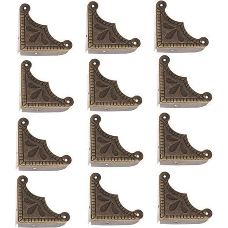 12pcs Corner Protector Furniture Protector Antique Brass Jewelry Decorative Chest Wooden Box Corner Protector (1/4)