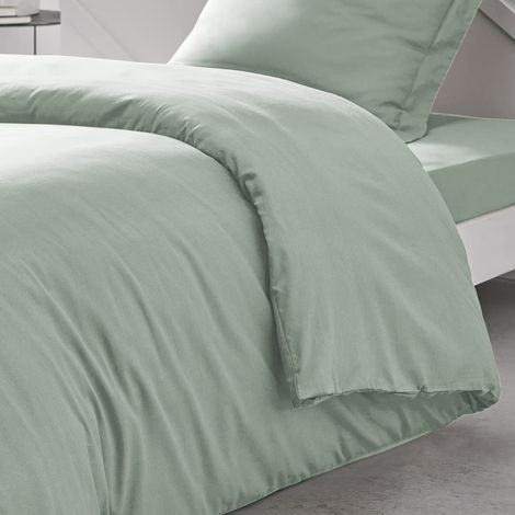 Housse de Couette 140X200 1 Personne Coton Celadon, Céladon (1/3)