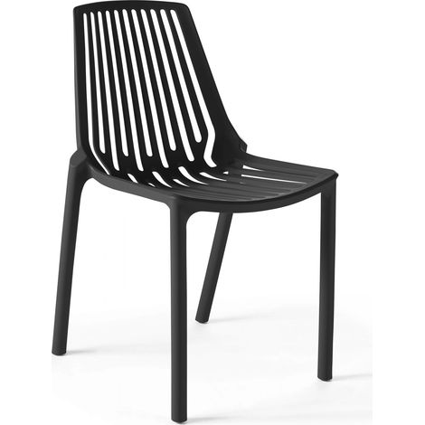 Chaise de jardin ajourée en plastique noir (1/5)