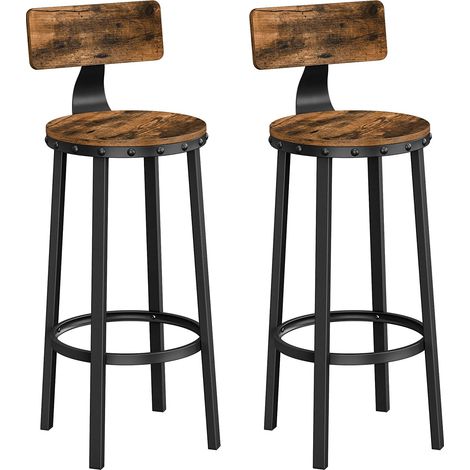 Set de 2 tabourets de bar - design industriel - brun vintage (1/5)