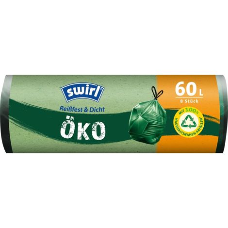 Swirl Öko Müllbeutel mit Tragegriff 60 L 8 Stück Müllbeutel (1/2)