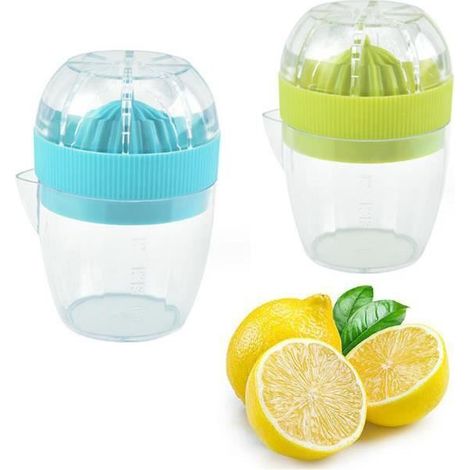Presse agrume manuel - 2 pièces - Plastique - Couleur vert, bleu - 10.57cm (1/4)
