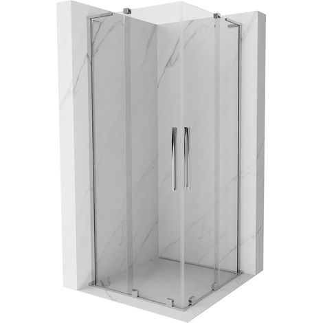 Mexen Velar L Duo cabine de douche coulissante 80 x 80 cm, transparent, chrome - 871-080-080-02-03-01 (1/5)