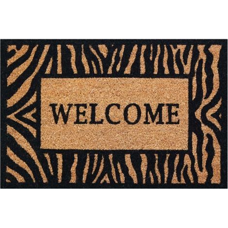 Tappeto di fibra di cocco naturale 40x60 cm spessore 15 mm Welcome Zebrato - Idmat