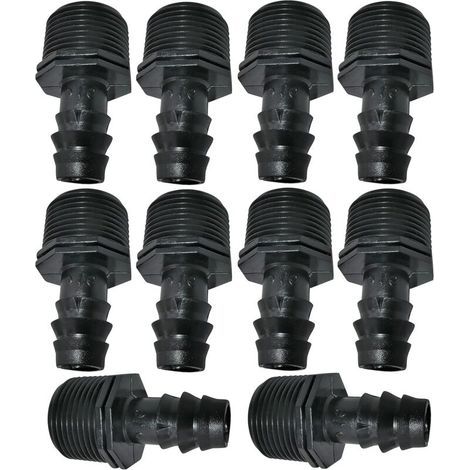 Set mit 10 Schlitzadaptern / Tropfzähleranschlüssen mit Außengewinde – Verbinder für Bewässerungssysteme / Bewässerung