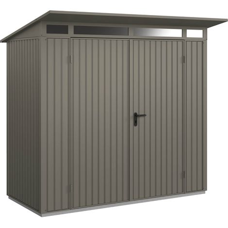 Hörmann Metall-Gerätehaus Berry Classic mit Pultdach Typ 1, 248 x 153 cm, quarzgrau, 3,8 m², 2-flüglige Tür (1/5)