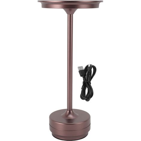 Lampe de table LED sans fil en aluminium et fer, 3 sources de lumière, contrôle tactile, réglable en continu, table de chevet rechargeable pour chambre à coucher, bureau, bar, marron foncé (1/5)