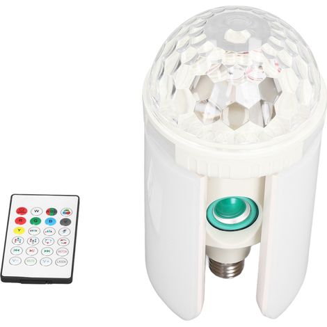 48W E27 RGB Bluetooth LED-Projektionslampe mit faltbarem Lautsprecher, Discokugel, Fernbedienung mit eingebautem Akku, 85-265V farbiger Garagenleuchte, Lüfter mit Lichtflügeln, grünem Kristall und Mot (1/5)