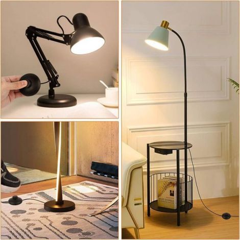 Interrupteur à pied pour lampes -  - Lot de 5 pièces - Rond - 250V / 2A - ABS et cuivre - Ignifuge (1/5)