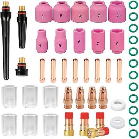 Kit d'accessoires de soudage 49 pièces pour poste à souder TIG WP26/17/18/26, comprenant : accessoires pour poste à souder, flexibles et torche TIG. (1/5)