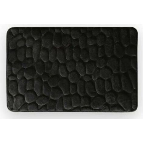 Black microfiber bath mat 40 x 60 cm with non-slip surface (1/4)
