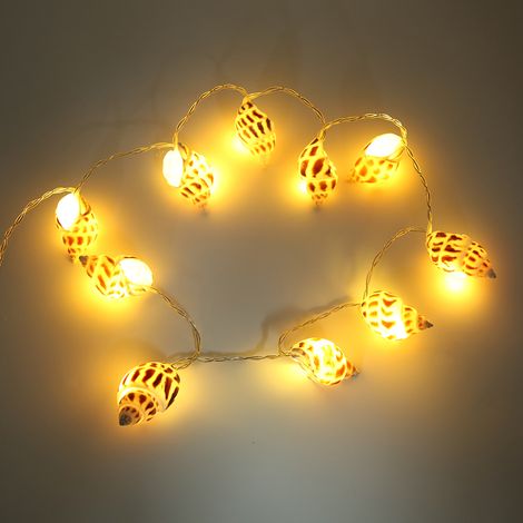 10 LED-Lichterketten in Muschelform – Batteriebetrieben – Warmes Licht – Für drinnen und draußen – Für Geburtstage/Hochzeiten