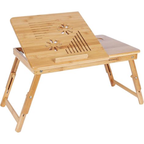 Table de lit pliable en bambou pour pc portable inclinable 55 x 35 x 29 cm bambou (1/4)