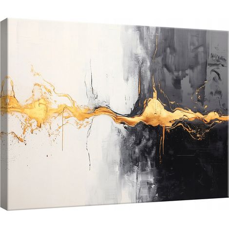 Peinture pour chambre salon cuisine abstraite or sur toile Murale 100x70 (1/3)