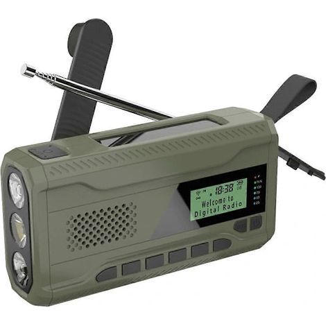 Radio DAB/FM d'urgence avec Bluetooth, batterie intégrée de 4500 mAh et manivelle solaire. (1/4)