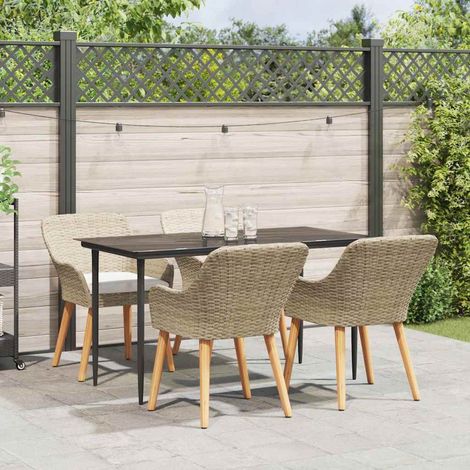 Garten Essgruppe mit Kissen 5 pcs Beige Poly-Rattan