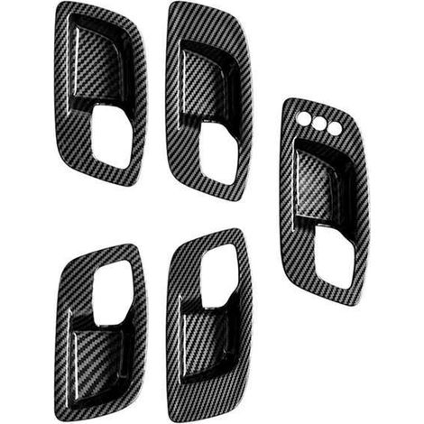 1 set of colors: Black Carbon fiber texture Material: ABS Car interior door handle cup cover Interior door cup decorative frame. (1/5)