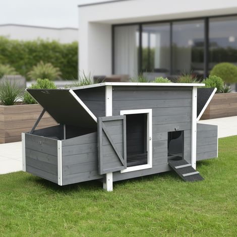 Gallinero gallinero gris gallinero 2 cajas de puesta aviario de madera para gallinas cajas de puesta conejera gallinas (1/5)