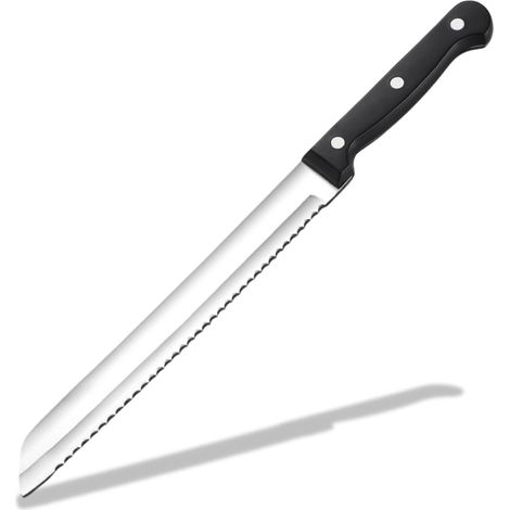 Couteau à Pain en Acier Inoxydable Couteau de Cuisine Dentelé avec Manche Ergonomique 18cm (1/5)