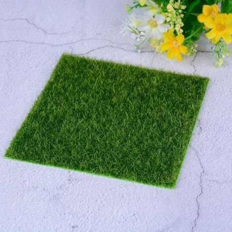 Statue deco,Mini gazon artificiel en mousse 15x15cm,Micro gazon artificiel de paysage,fausses fleurs pour décoration de (1/4)