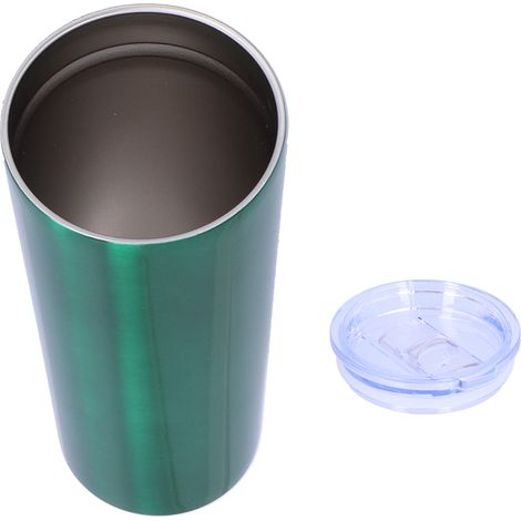 Bouteille isotherme verte à 2 couches en acier inoxydable, idéale pour les voyages, le camping et le sport (650 ml). Contenance : 650 ml. (1/5)