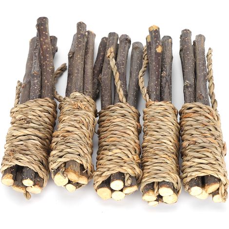 5 Bâtons à Mâcher en Bois pour Perroquet, Lapin, Hamster - Jouets Dentaires pour Petits Animaux (1/5)
