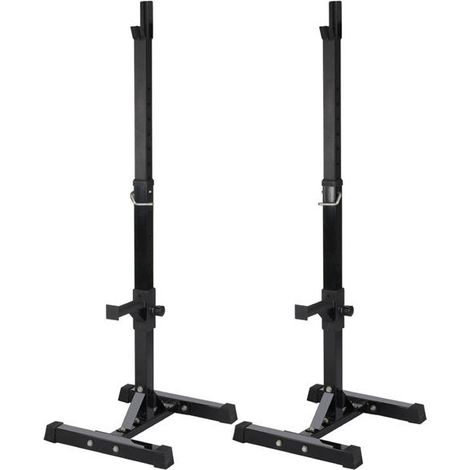 Yaheetech Repose Haltère Réglable 14 Niveaux Repose Barre Musculation Supports pour Haltères Longs à Disques Charge max.200 kg Squat Rack Noir (1/5)