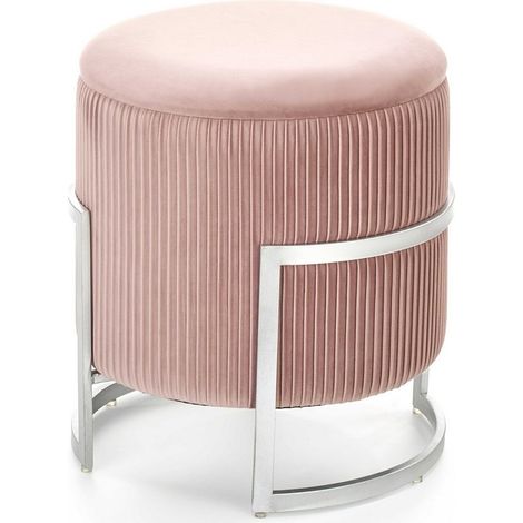 Pouf avec coffre de rangement en velours rose KANA (1/5)