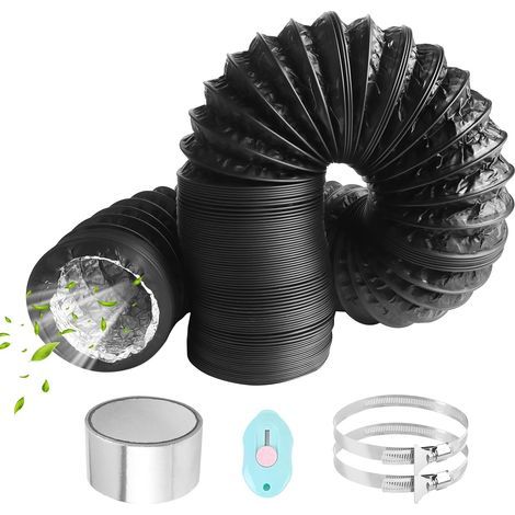 x 80 mm flexibler Schlauch, 6 m Aluminiumkanal, Schlauchschellen, Klebeband, Trocknerentlüftung (1/5)