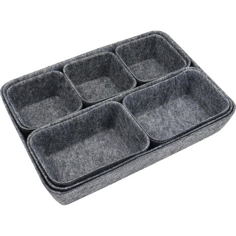 8 Pièces (Gris Foncé) Organisateur Tiroir, Rangement Tiroir En Feutre , Pour Salle De Bain Coiffeuse Bureau (1/5)