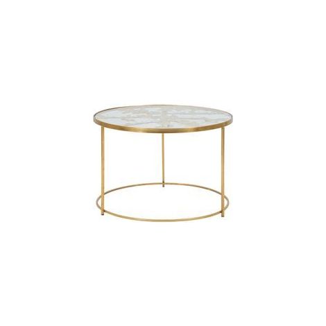 Table basse Papillons ronde métal doré verre design (1/5)