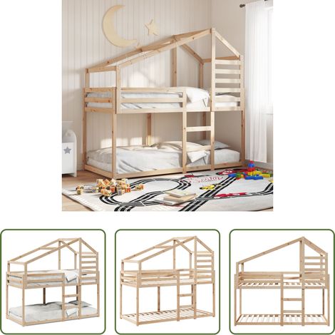 vidaXL Holzbett -  Etagenbett ohne Matratze 90x190 cm Massivholz Kiefer