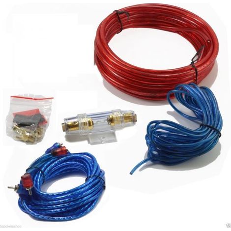 KIT CAVI ALTOPARLANTE PER IMPIANTO STEREO AUTO RCA 5 METRI PORTAFUSIBILE