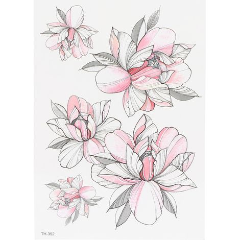 Autocollants de tatouage temporaire waterproof fleurs longue durée corps femme TH-392 (1/5)