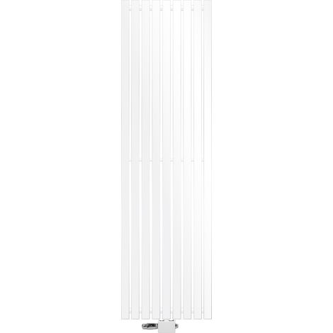 ECD Germany Stella Design Paneelheizkörper Mittelanschluss 480x1600 mm Weiß mit Anschlussgarnitur Thermostat Universal Eck- und Durchgangsform Flach Einlagig Vertikal Heizkörper Badheizkörper Heizung