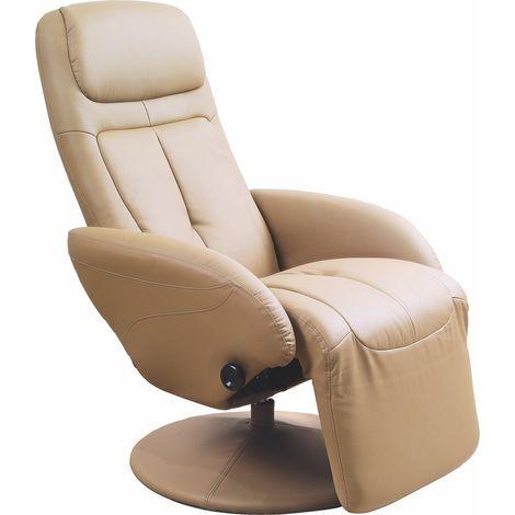 Sillón reclinable Houston 492, Beige, 84x74x80cm, Cuero ecológico