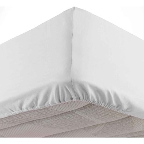 Drap Housse en Coton "Biolina" 140x190cm Blanc (1/4)
