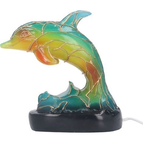 Retro LED table lamp in the shape of an animal, USB plug, decorative resin dolphin, night light for bedroom and living room (1/5)