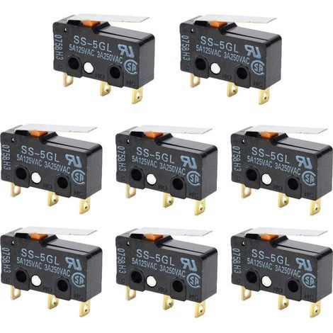 Micro Interrupteur - 5 A 250 V - Levier Charnière Droit - Actionneur à Bouton Poussoir - Pour Fin de Course - 3 Broches - Noir (1/5)