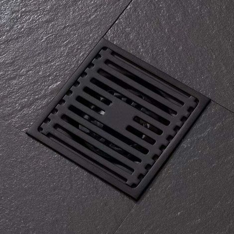 Drain de douche carré amovible pivotant en acier inoxydable avec couvercle à motif (drain de douche noir)