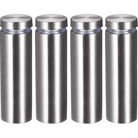 4pcs - Entretoise De Verre - Support Acrylique - Fixation Panneau Publicitaire - Montage Sur Bois Ou Mur - Inox - 19x62cm (1/5)
