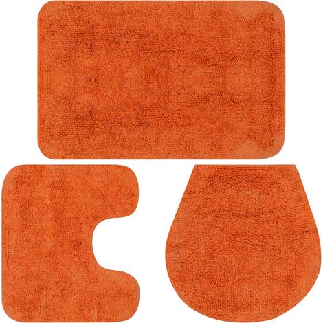 Jeu de tapis de salle de bain 3 pcs Tissu Orange (1/5)