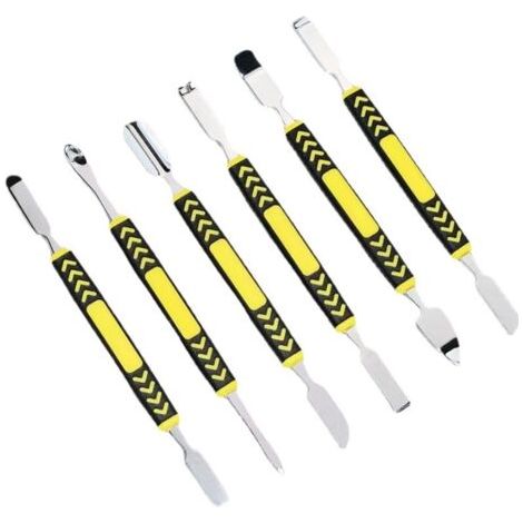 PA 6-teiliges, doppelseitiges Metall-Brecheisen, elektronische Reparaturwerkzeuge, Metall-Spudger-Set für iPad, Handy, Computer (1/5)