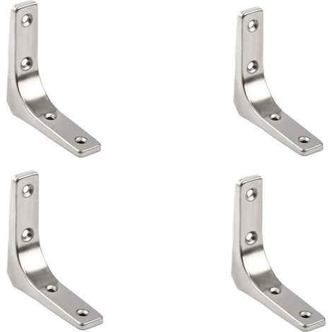 Un ensemble de 4 supports, comprenant un support mural flottant en acier inoxydable à 90 degrés et un support d'angle métallique en forme de L (7,5 cm). (1/4)